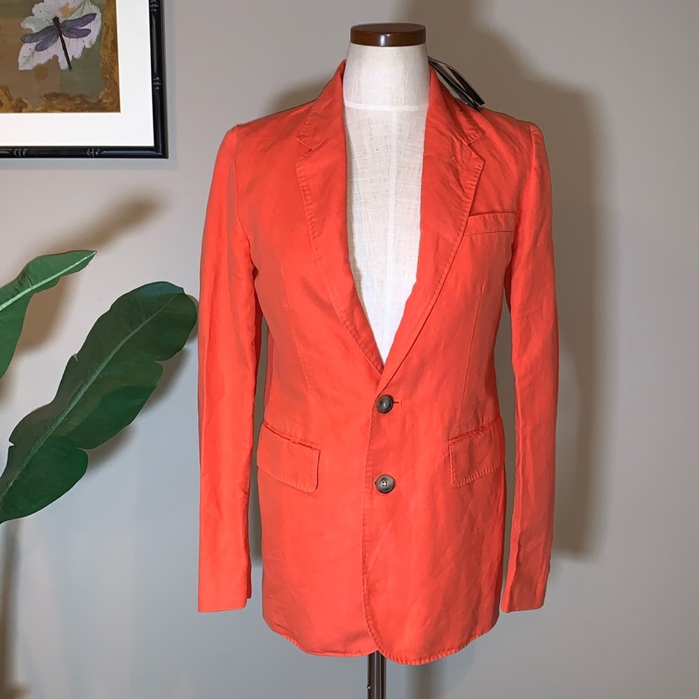 NWT Polo Ralph Lauren Cotton Linen Blend Blazer Jacket, Coral, Size 2